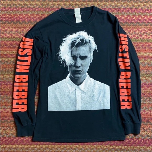 JUSTIN BIEBER PURPOSE TOUR LONG SLEEVE BAND MUSIC TEE - Picture 1 of 5